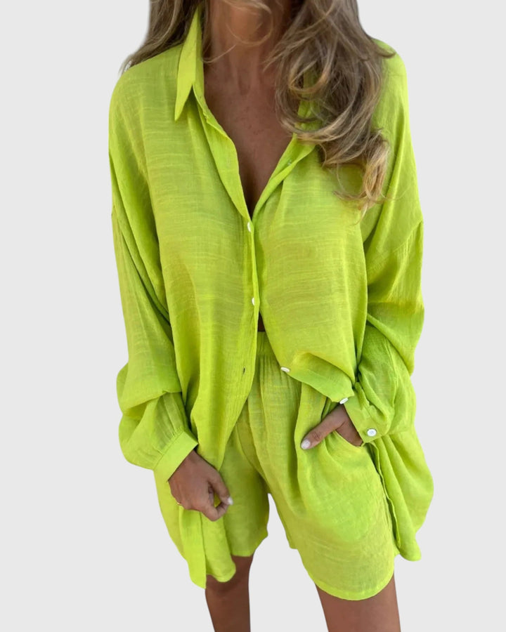 Evanya™ | Casual Shirt & Shorts Set