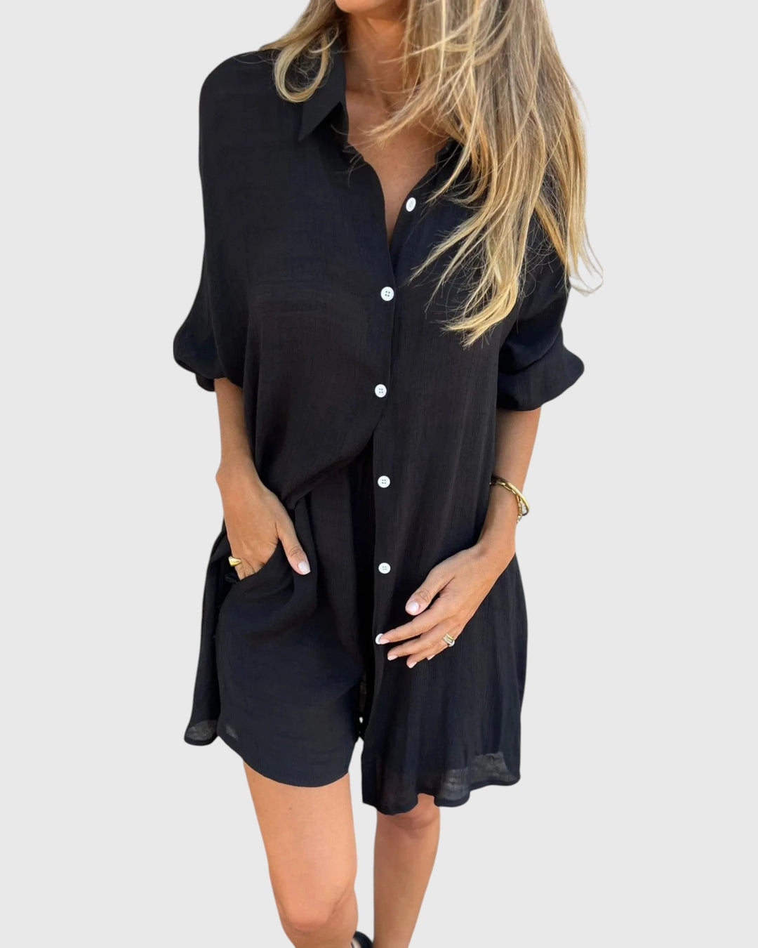 Evanya™ | Casual Shirt & Shorts Set