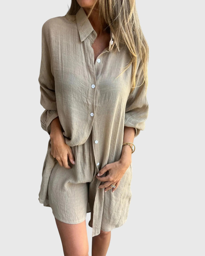 Evanya™ | Casual Shirt & Shorts Set