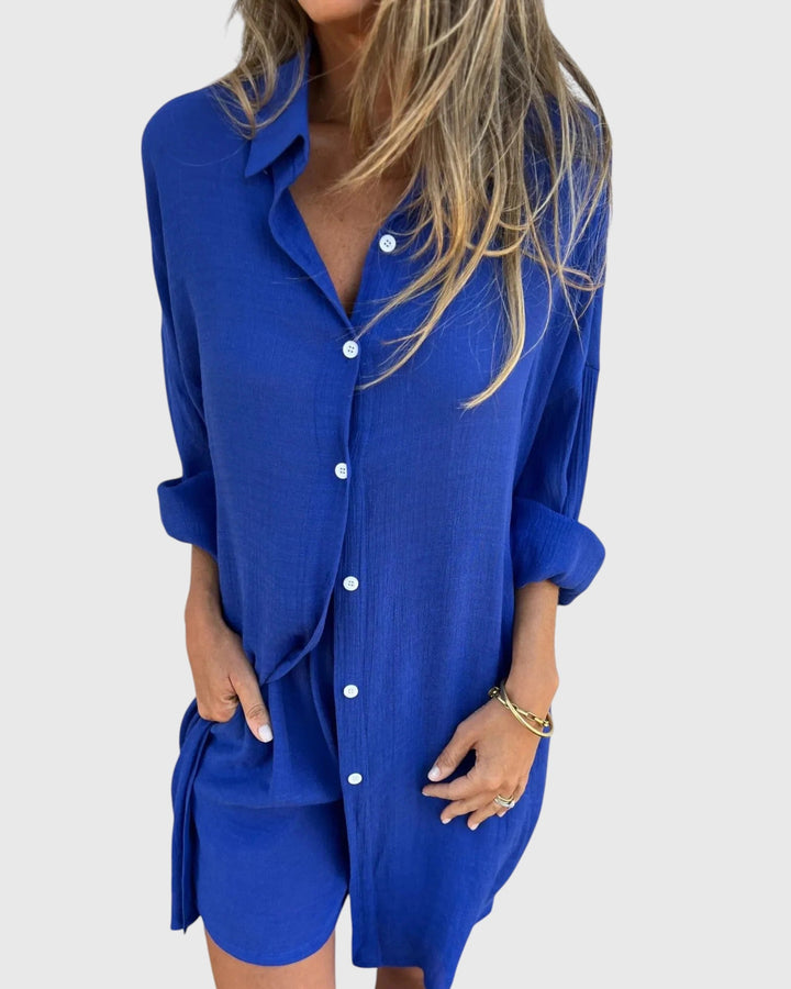 Evanya™ | Casual Shirt & Shorts Set