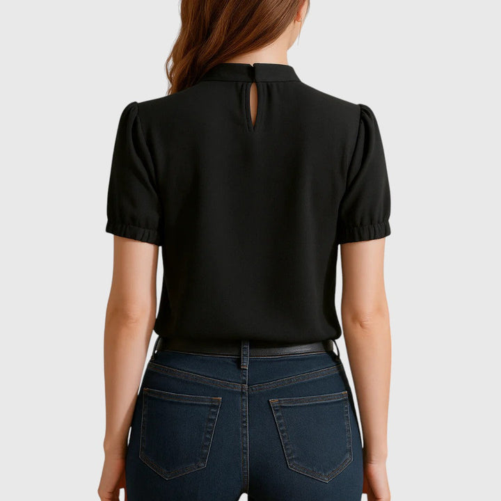 Evanya™ | Zwarte Geplooide Blouse