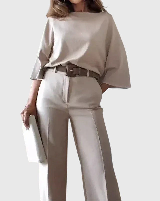 Evanya™ | Beige Linnenmix Broeken