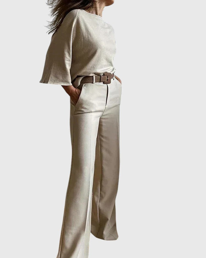 Evanya™ | Beige Linnenmix Broeken