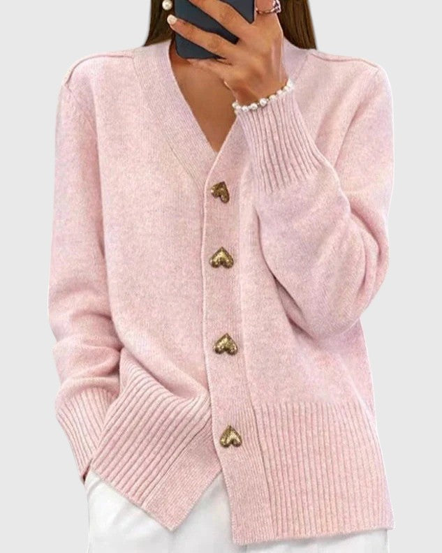 Evanya™ | Elegante Hart Knopen Cardigan