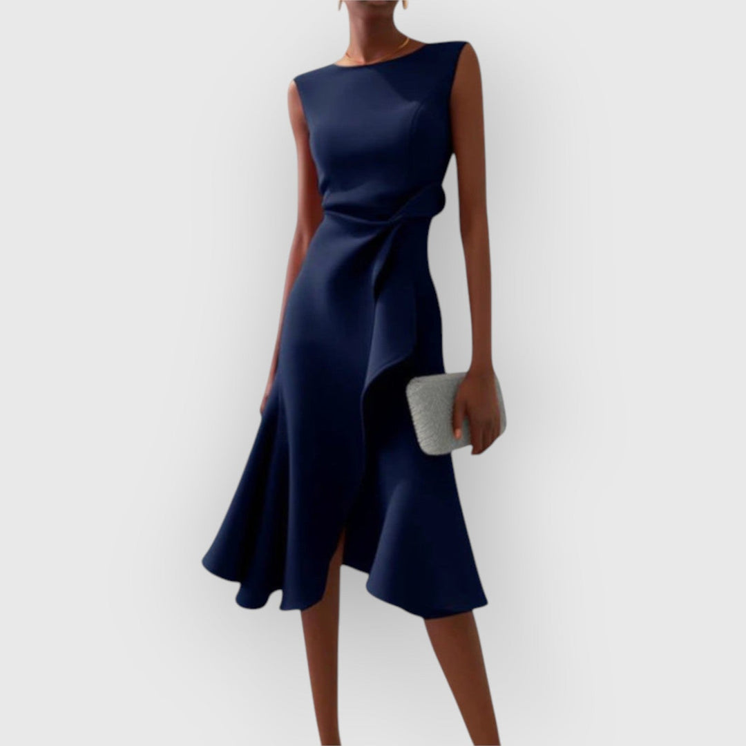 Evanya™ | Drapiert Asymmetrisch Midi-Jurk