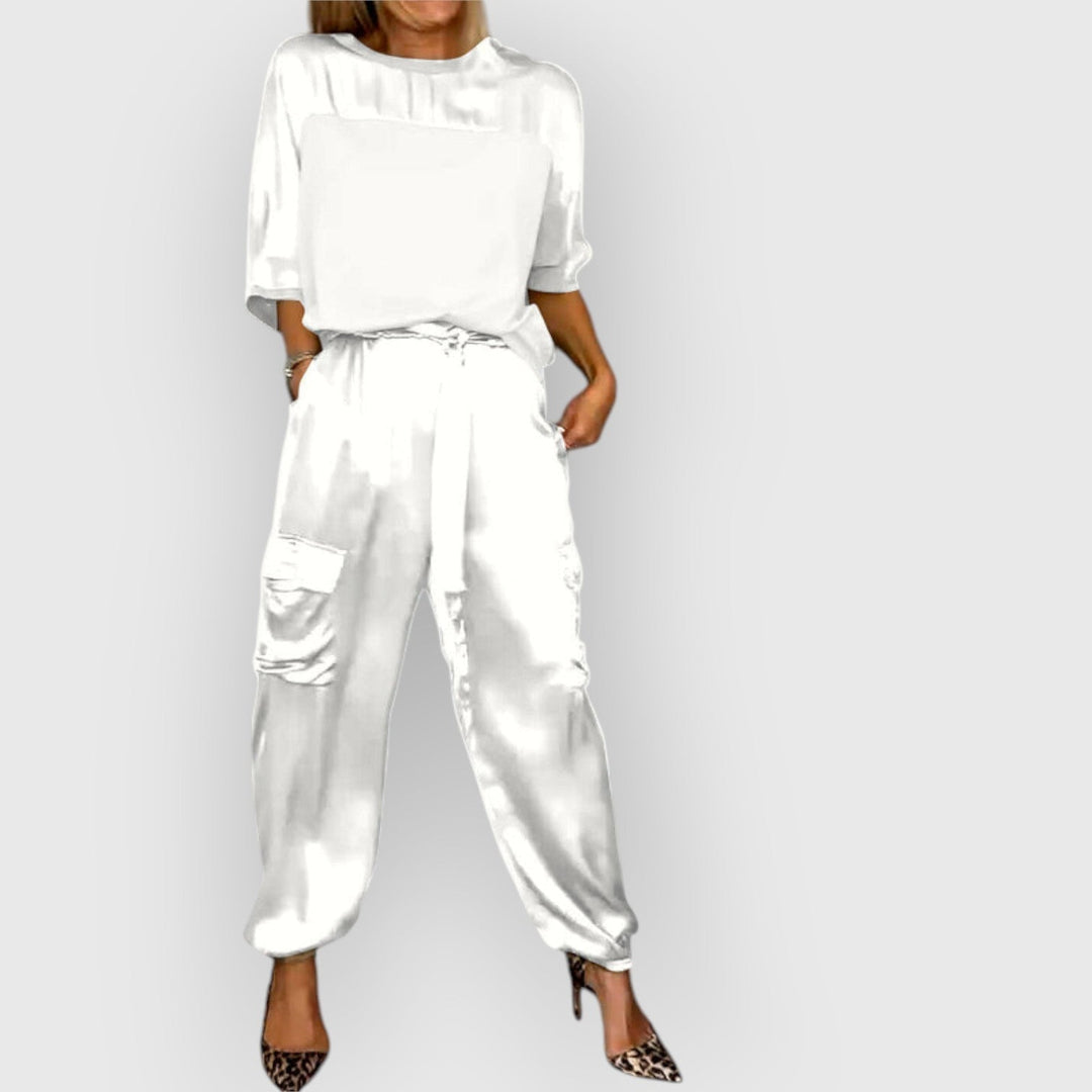 Evanya™ | Gladde Satijnen Top En Broek Kostuum
