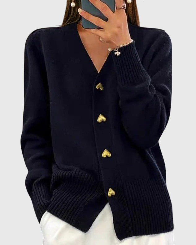 Evanya™ | Elegante Hart Knopen Cardigan
