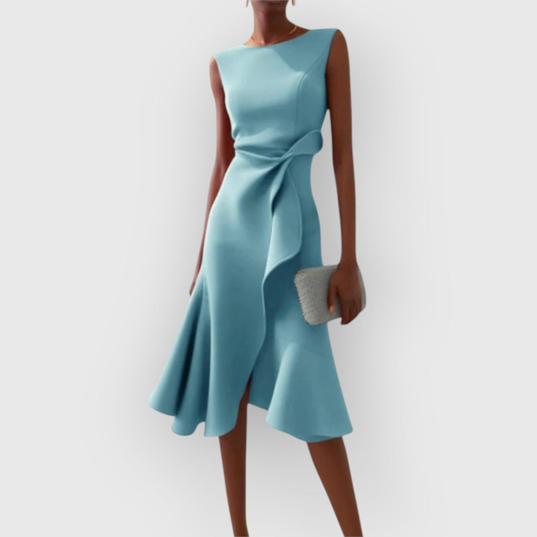 Evanya™ | Drapiert Asymmetrisch Midi-Jurk