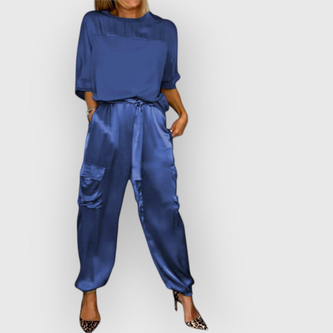 Evanya™ | Gladde Satijnen Top En Broek Kostuum