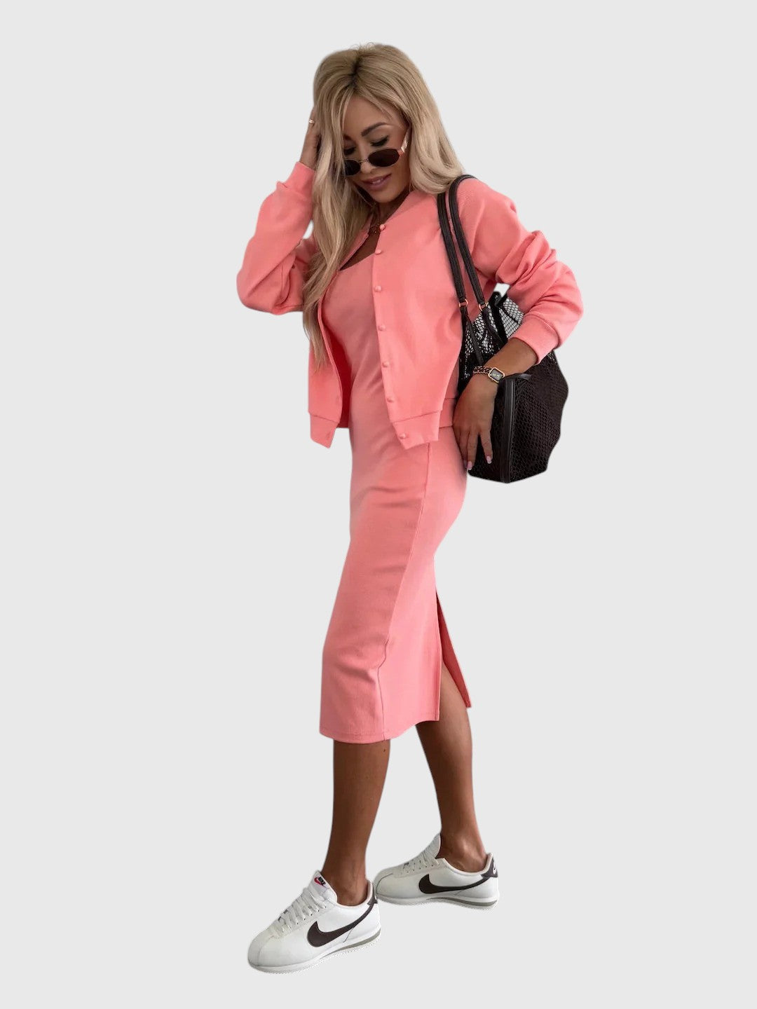 Evanya™ | Midi Jurk en Bomberjack Set