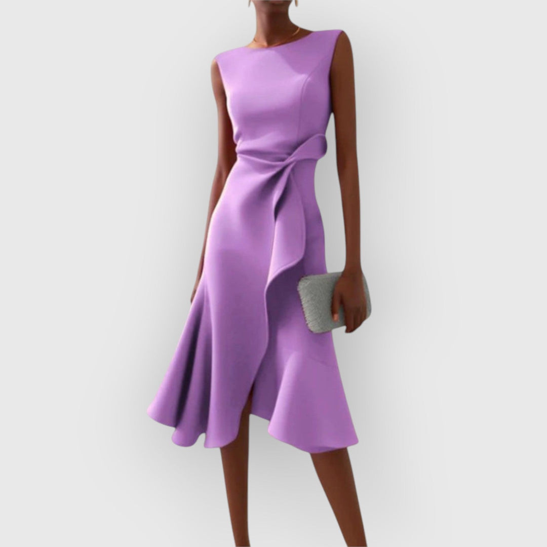 Evanya™ | Drapiert Asymmetrisch Midi-Jurk