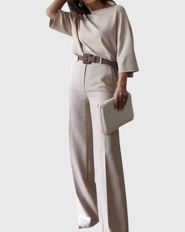 Evanya™ | Beige Linnenmix Broeken