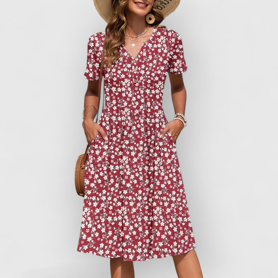 Evanya™ | Zomerjurk Korte Mouwen Midi-Empire