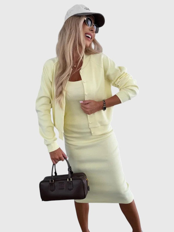 Evanya™ | Midi Jurk en Bomberjack Set