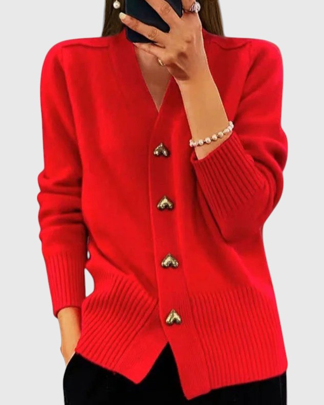 Evanya™ | Elegante Hart Knopen Cardigan
