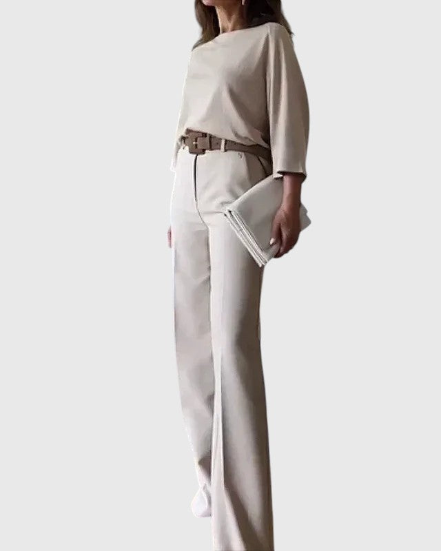 Evanya™ | Beige Linnenmix Broeken