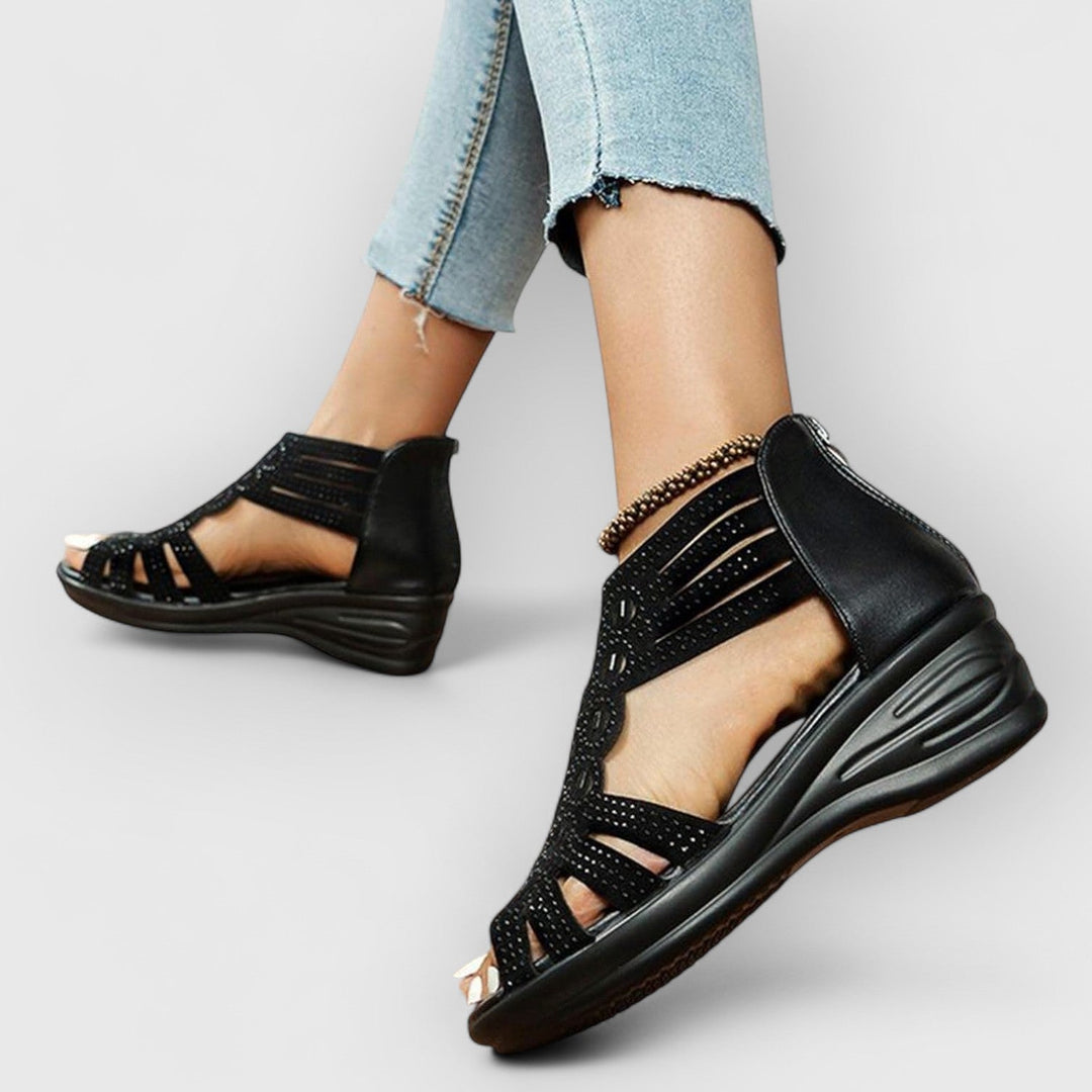 Evanya™ | Wedge Rhinestone Gladiator Sandalen