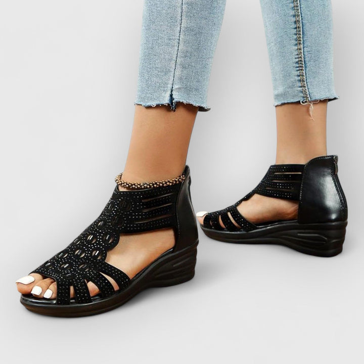 Evanya™ | Wedge Rhinestone Gladiator Sandalen