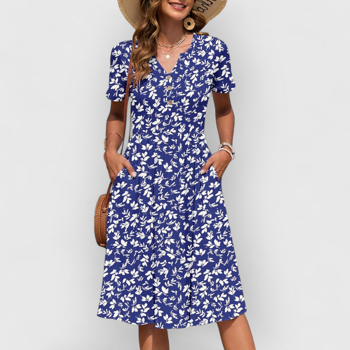 Evanya™ | Zomerjurk Korte Mouwen Midi-Empire