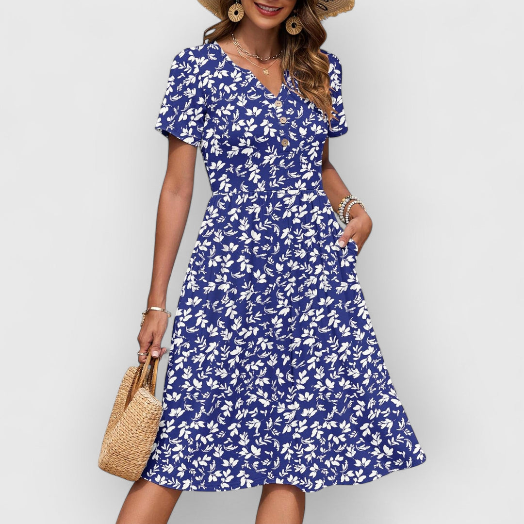 Evanya™ | Zomerjurk Korte Mouwen Midi-Empire