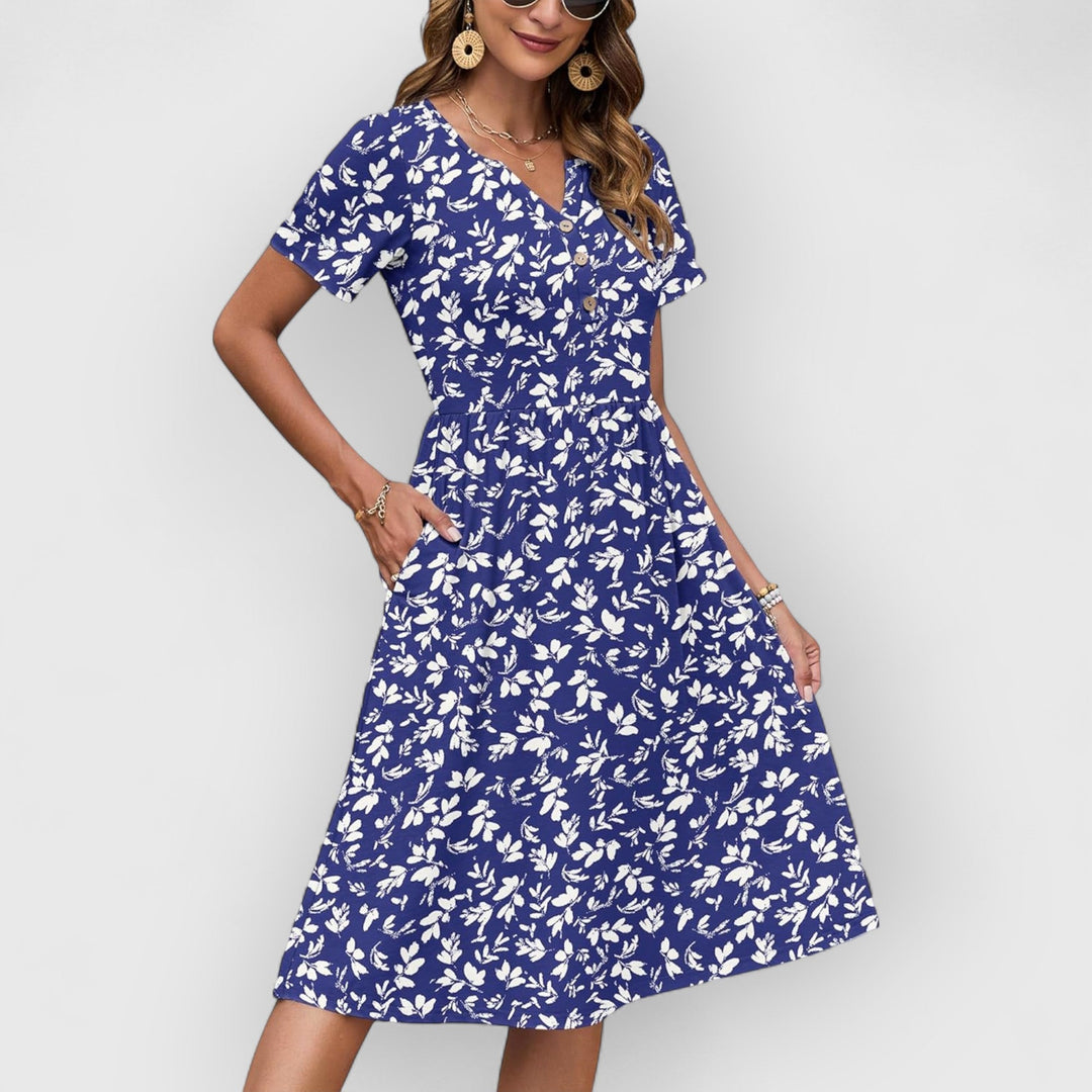 Evanya™ | Zomerjurk Korte Mouwen Midi-Empire