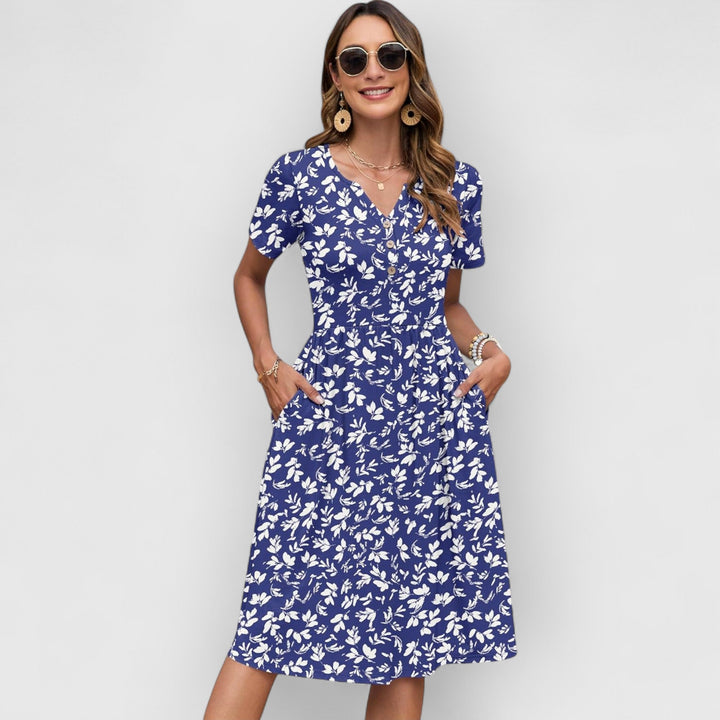 Evanya™ | Zomerjurk Korte Mouwen Midi-Empire