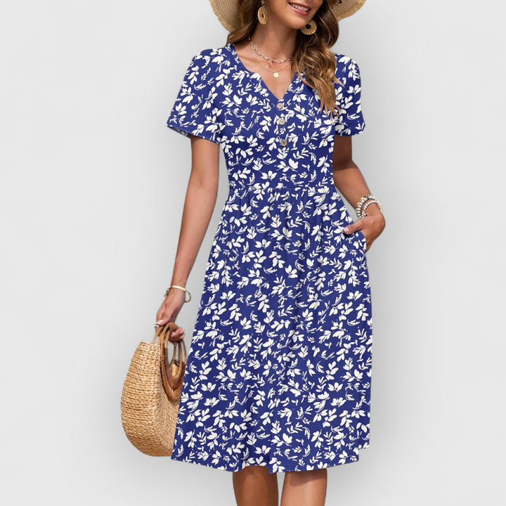 Evanya™ | Zomerjurk Korte Mouwen Midi-Empire